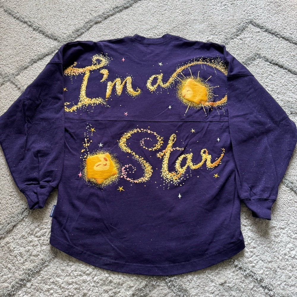 Disney Spirit Jersey wish movie purple yellow gold  crewneck XS